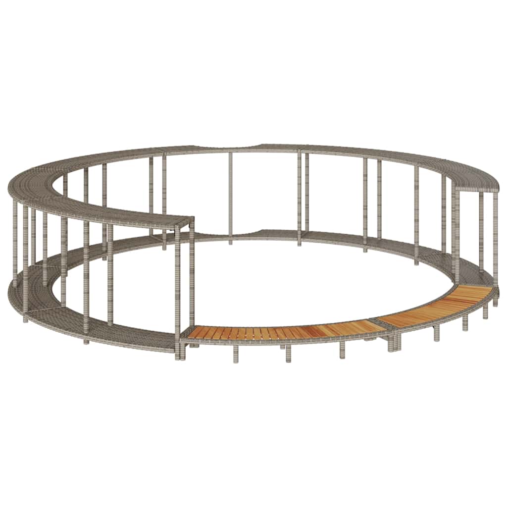 Bordo per Vasca Spa con Portaoggetti&Gradino Polyrattan Grigio