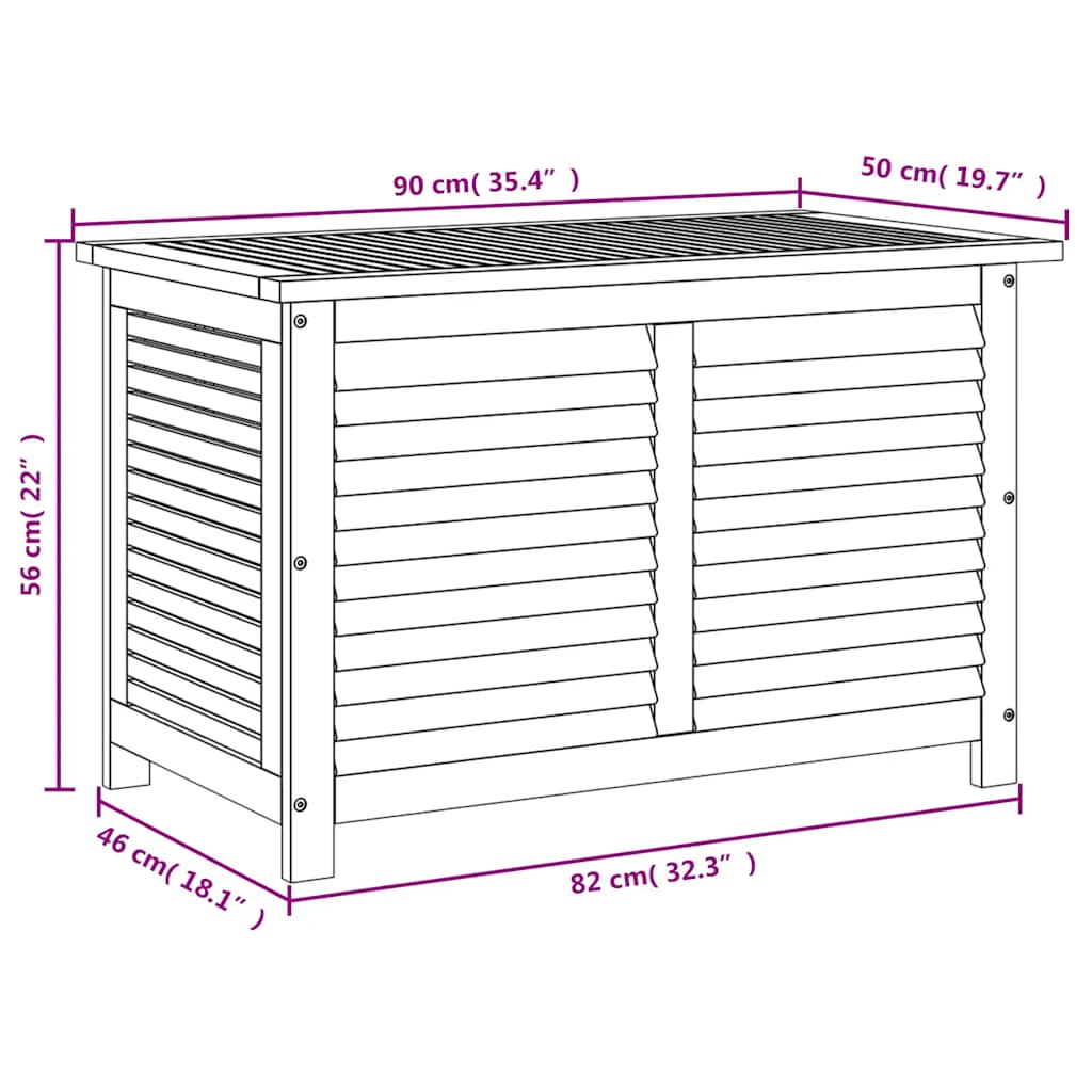 Contenitore Giardino con Feritoia 90x50x56cm Massello Acacia