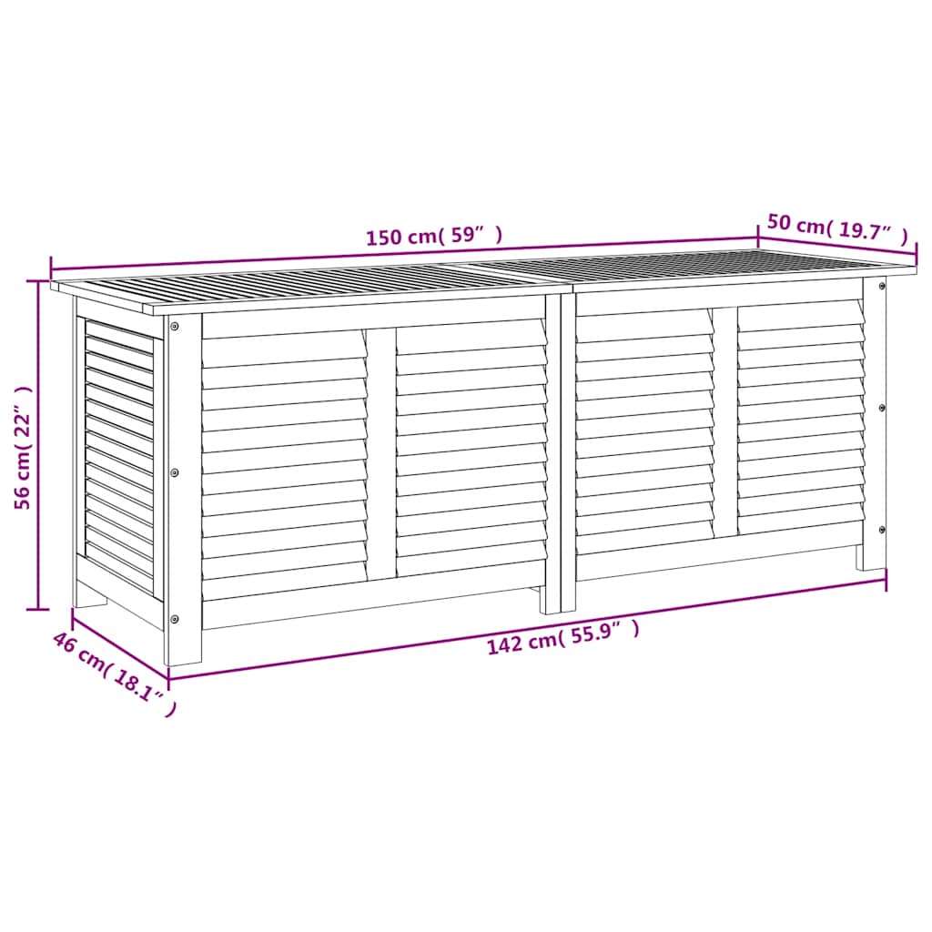 Contenitore Giardino con Feritoia 150x50x56cm Massello Acacia