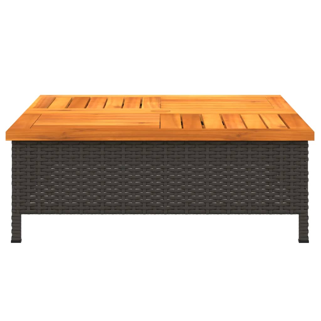 Copertura Base Ombrellone Nera 70x70x25 cm Polyrattan e Acacia