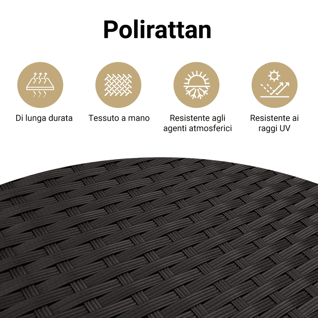 Copertura Base Ombrellone Nera 70x70x25 cm Polyrattan e Acacia