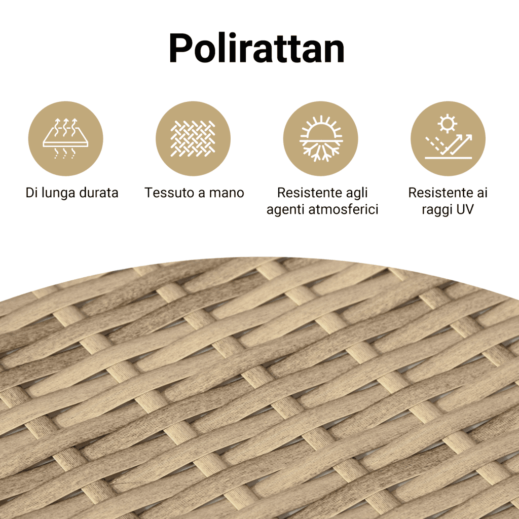Copertura Base Ombrellone Beige 70x70x25 cm Polyrattan e Acacia
