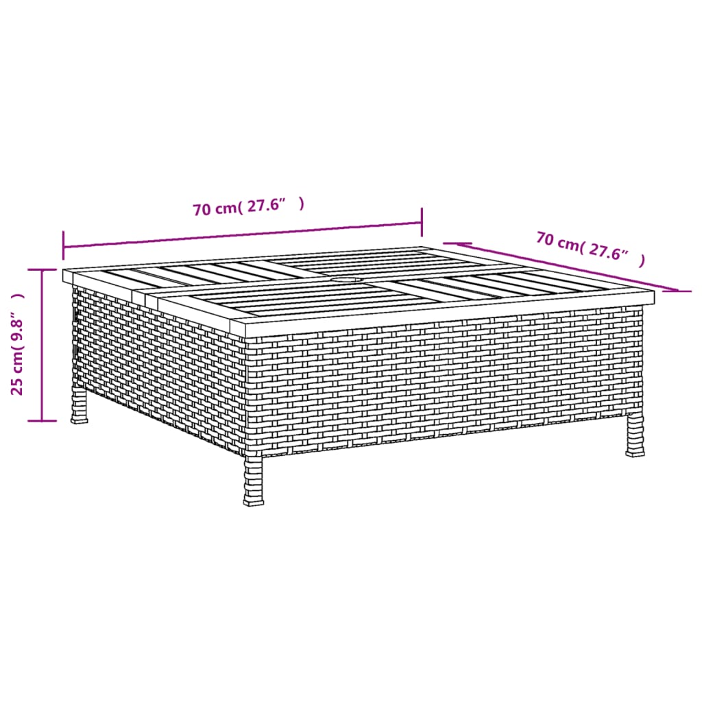 Copertura Base Ombrellone Beige 70x70x25 cm Polyrattan e Acacia