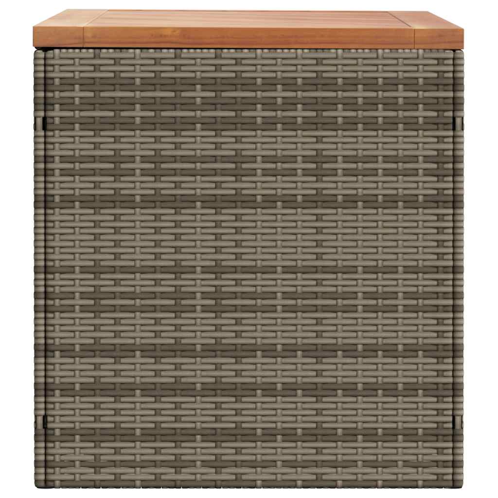 Contenitore Giardino Grigio 110x50x54cm Polyrattan Legno Acacia