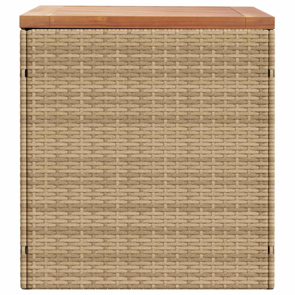 Contenitore da Giardino Beige 110x50x54 cm Polyrattan e Acacia