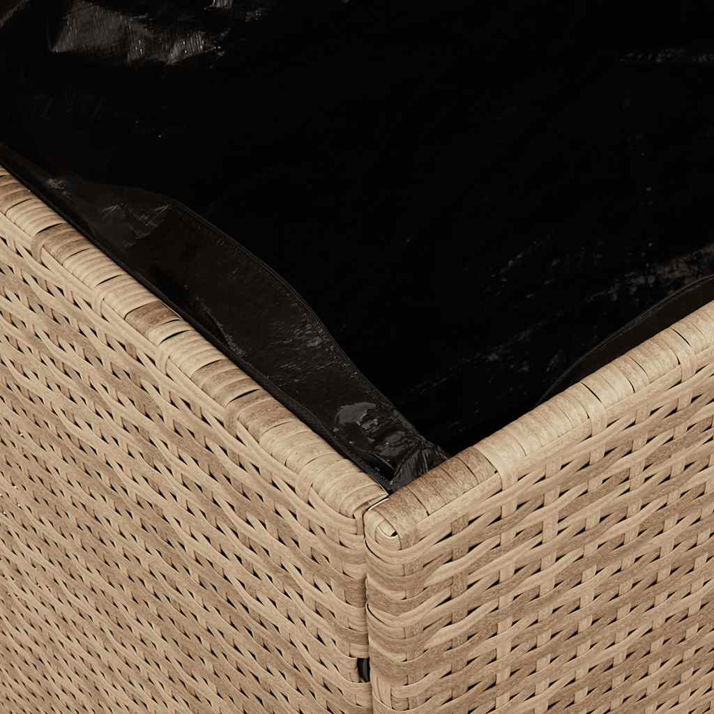 Contenitore da Giardino Beige 110x50x54 cm Polyrattan e Acacia