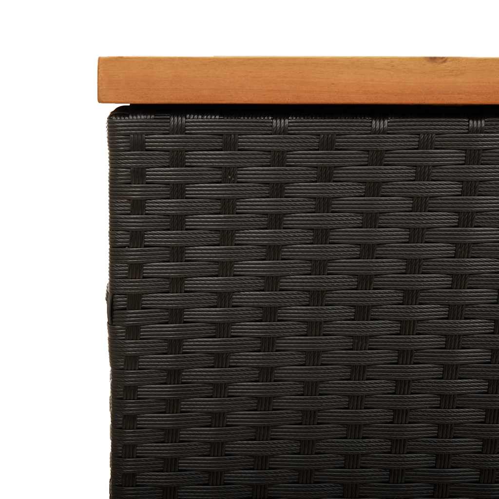 Contenitore Giardino Nero 220x50x54cm Polyrattan e Legno Acacia