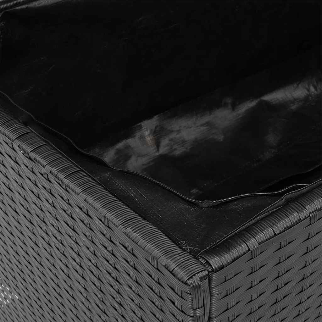 Contenitore Giardino Nero 220x50x54cm Polyrattan e Legno Acacia