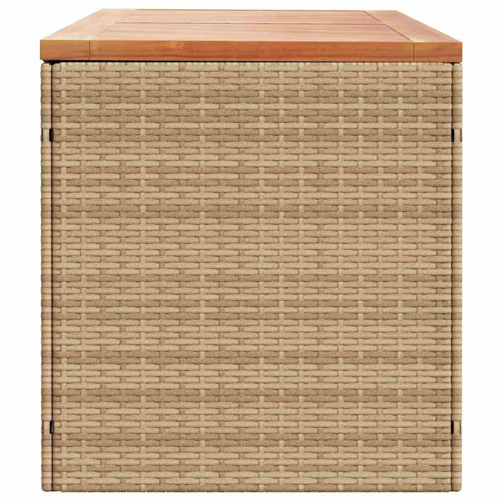 Contenitore da Giardino Beige 220x50x54 cm Polyrattan e Acacia