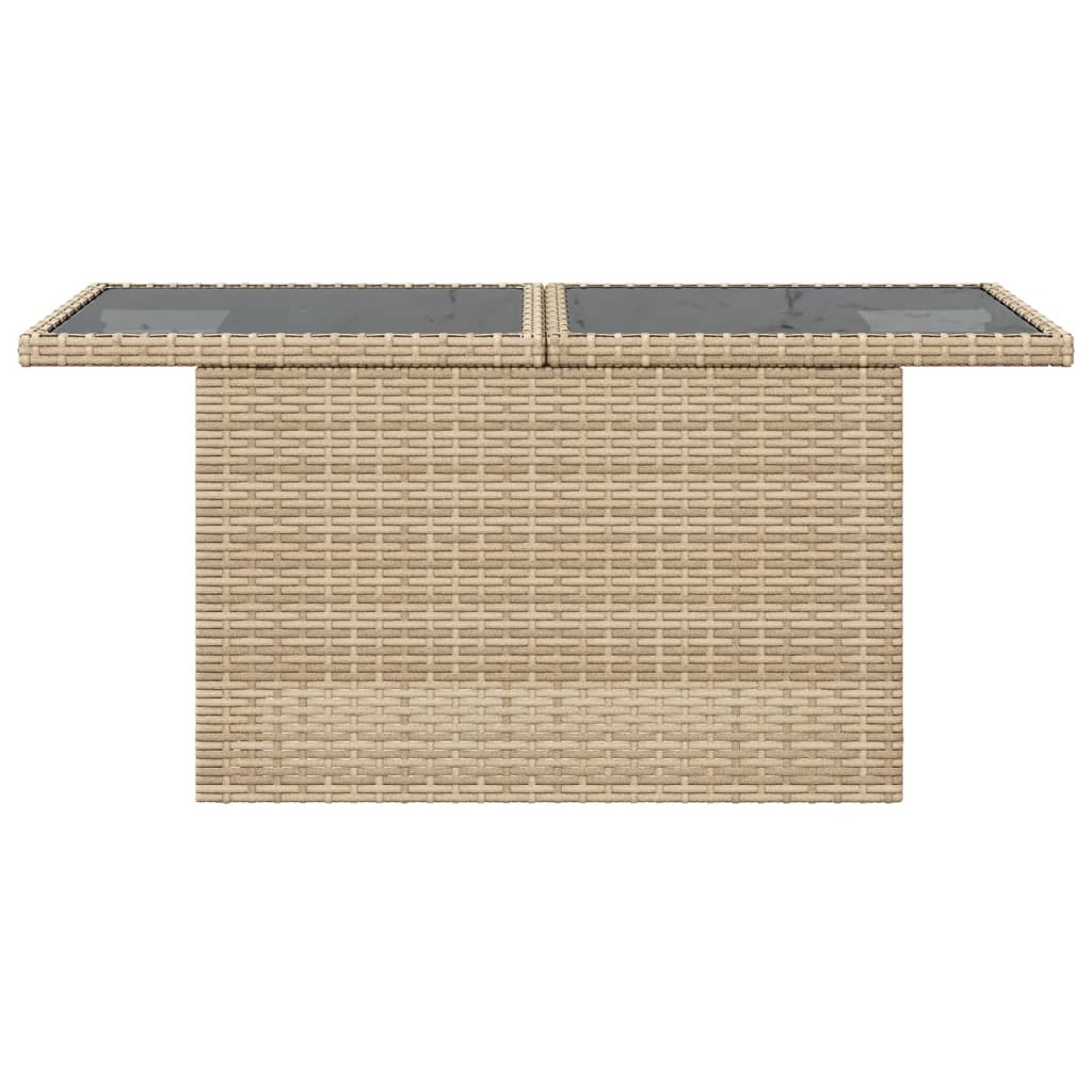 Tavolo da Giardino Piano in Vetro Beige 100x55x73 cm Polyrattan