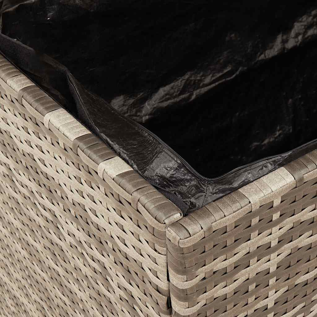 Contenitore Giardino Nero 80x40x48 cm Polyrattan e Legno Acacia
