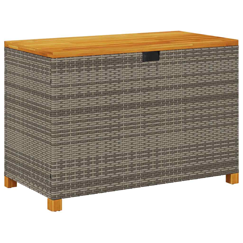 Contenitore Giardino Grigio 110x55x63cm Polyrattan Legno Acacia