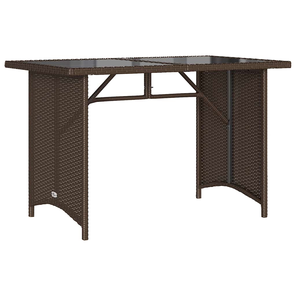 Tavolo Giardino Piano in Vetro Marrone 110x68x70 cm Polyrattan