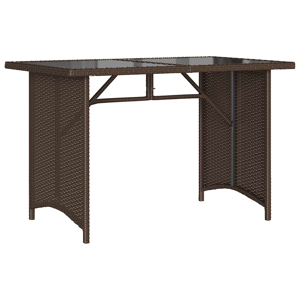 Tavolo Giardino Piano in Vetro Marrone 110x68x70 cm Polyrattan