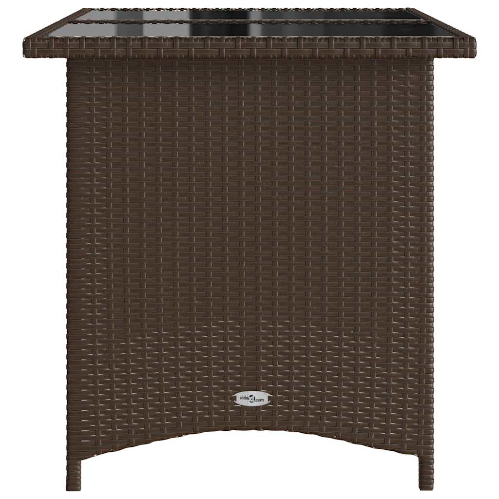 Tavolo Giardino Piano in Vetro Marrone 110x68x70 cm Polyrattan