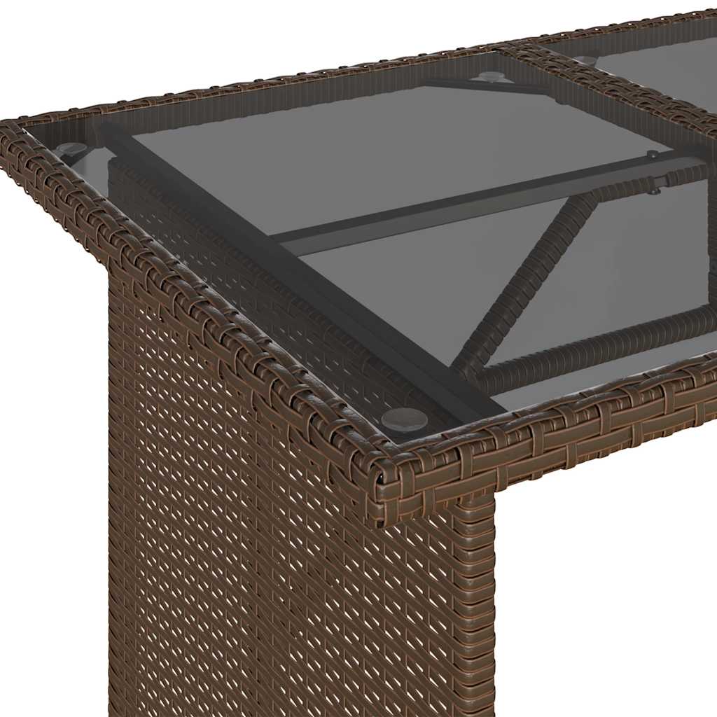 Tavolo Giardino Piano in Vetro Marrone 110x68x70 cm Polyrattan