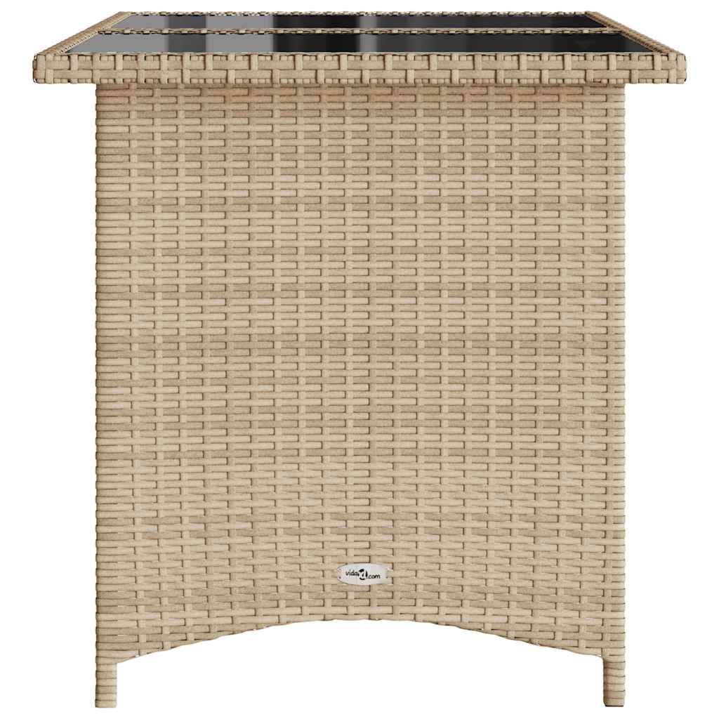 Tavolo da Giardino Piano in Vetro Beige 110x68x70 cm Polyrattan