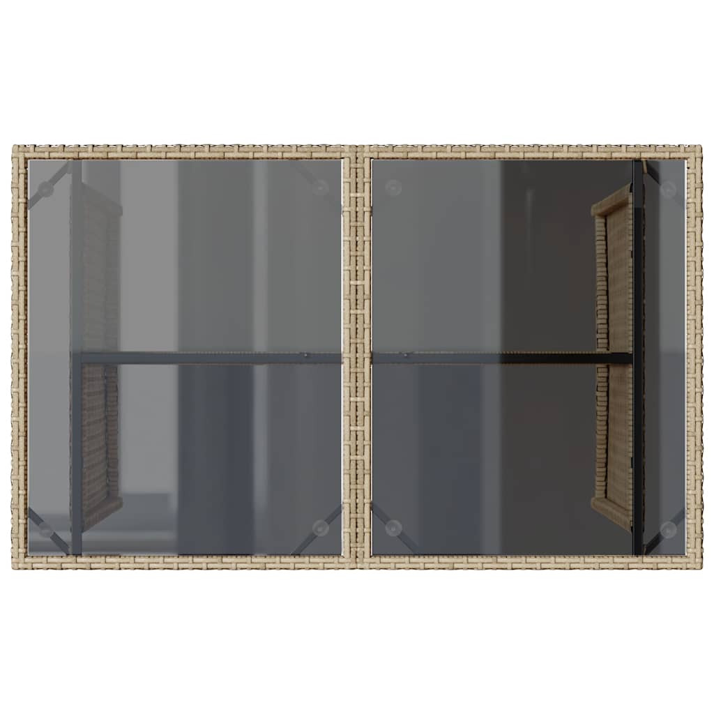 Tavolo da Giardino Piano in Vetro Beige 110x68x70 cm Polyrattan