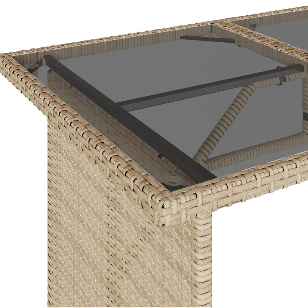 Tavolo da Giardino Piano in Vetro Beige 110x68x70 cm Polyrattan