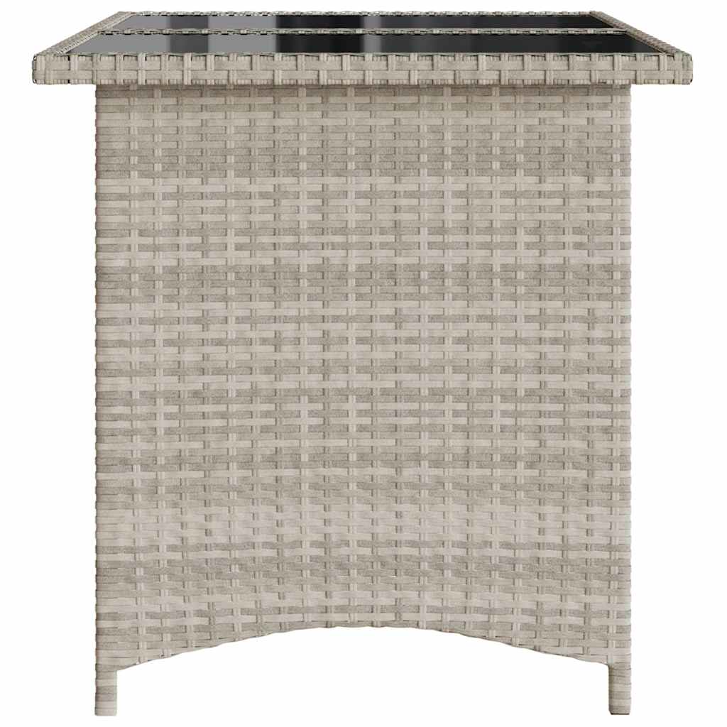 Tavolo Giardino Piano Vetro Grigio Chiaro 110x68x70 Polyrattan
