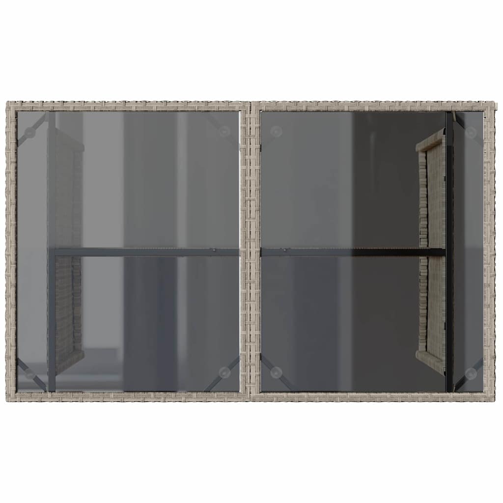 Tavolo Giardino Piano Vetro Grigio Chiaro 110x68x70 Polyrattan