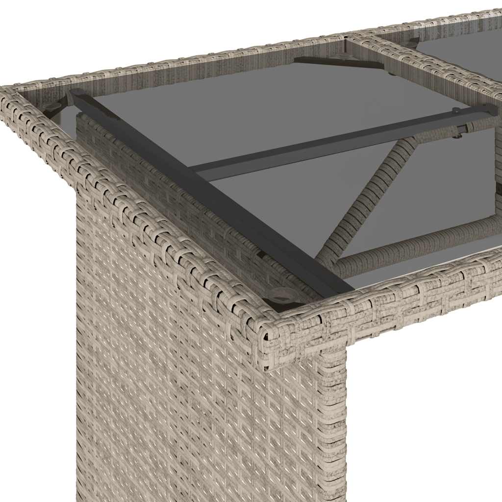 Tavolo Giardino Piano Vetro Grigio Chiaro 110x68x70 Polyrattan