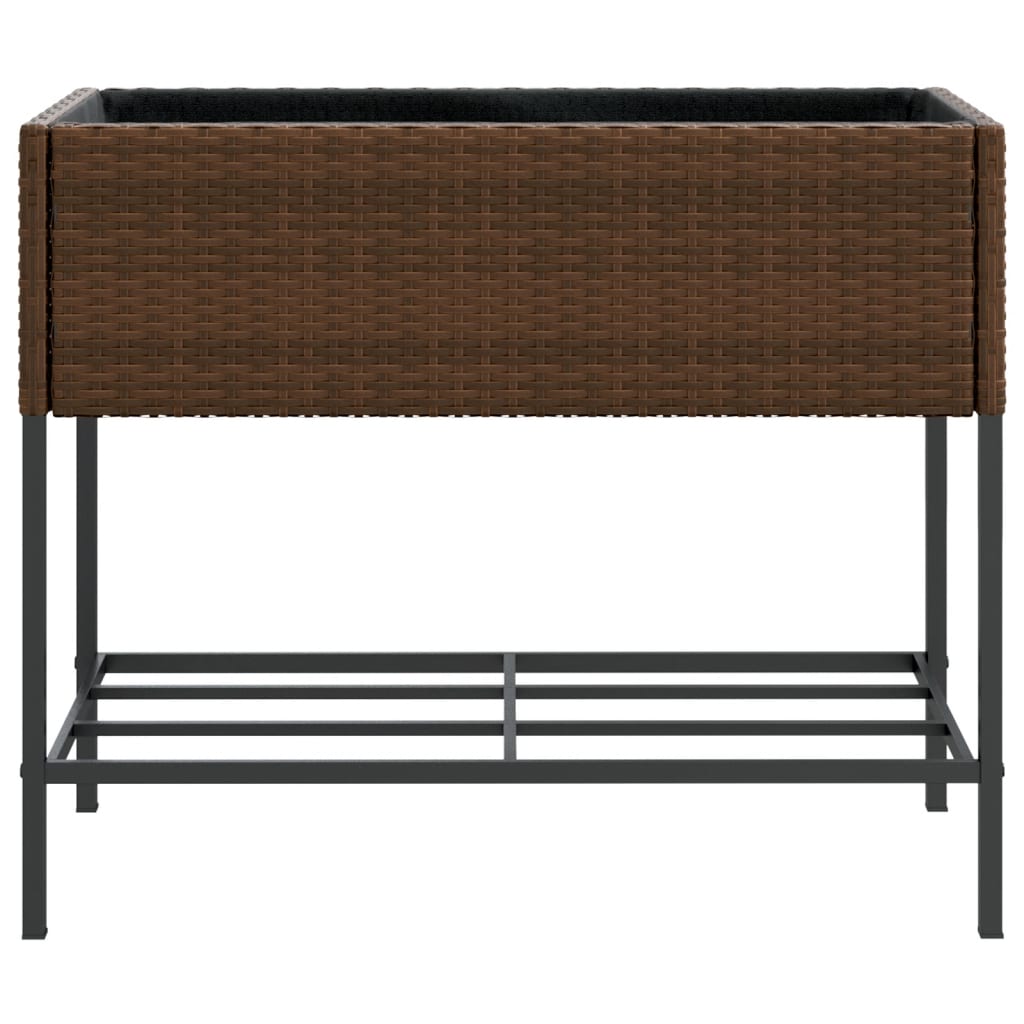 Fioriera da Giardino con Ripiano Marrone in Polyrattan