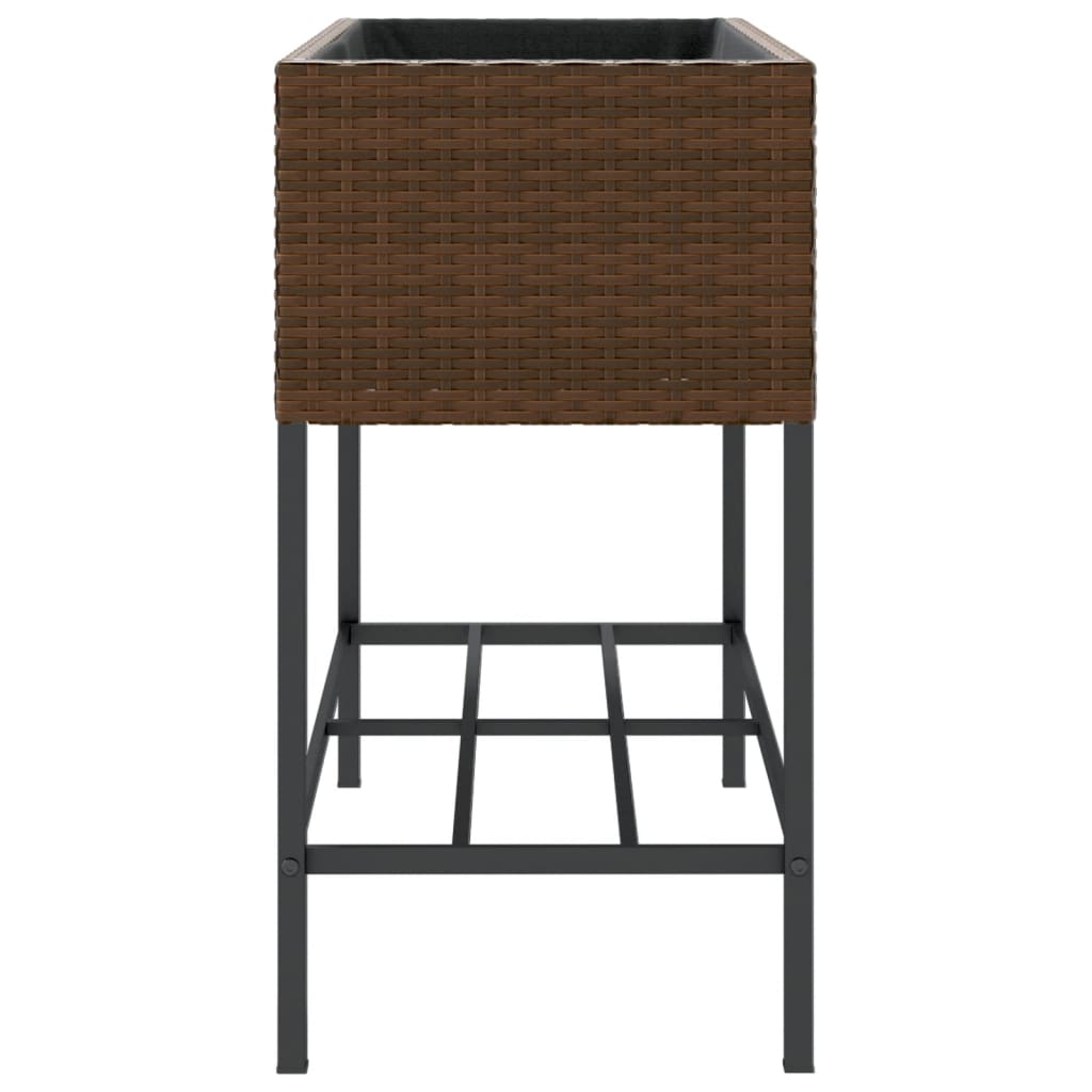 Fioriera da Giardino con Ripiano Marrone in Polyrattan