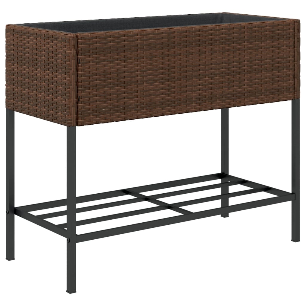 Fioriera da Giardino con Ripiano Marrone in Polyrattan