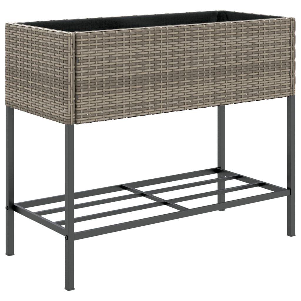 Fioriera da Giardino con Ripiano Grigia in Polyrattan