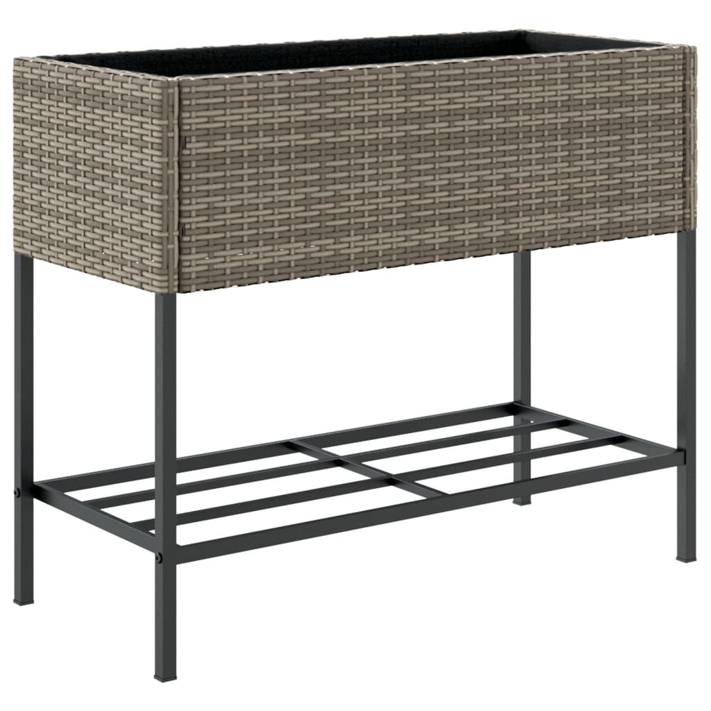 Fioriera da Giardino con Ripiano Grigia in Polyrattan