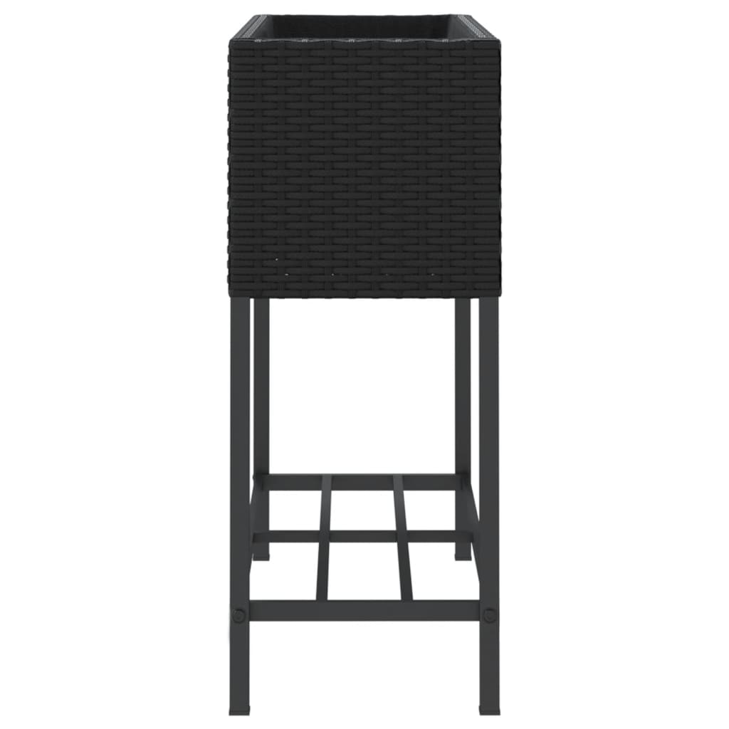 Fioriera da Giardino con Ripiano Nera in Polyrattan