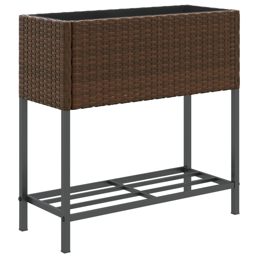 Fioriera da Giardino con Ripiano Marrone in Polyrattan