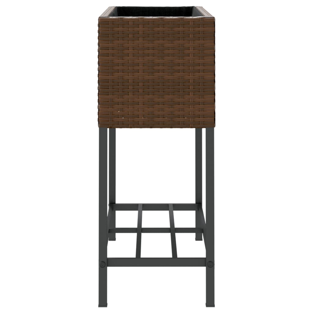 Fioriera da Giardino con Ripiano Marrone in Polyrattan