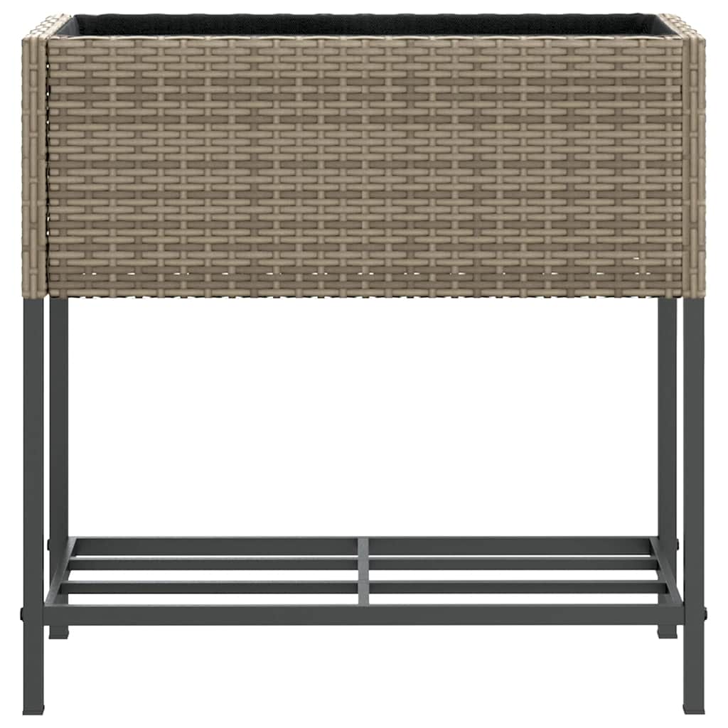 Fioriera da Giardino con Ripiano Grigia in Polyrattan