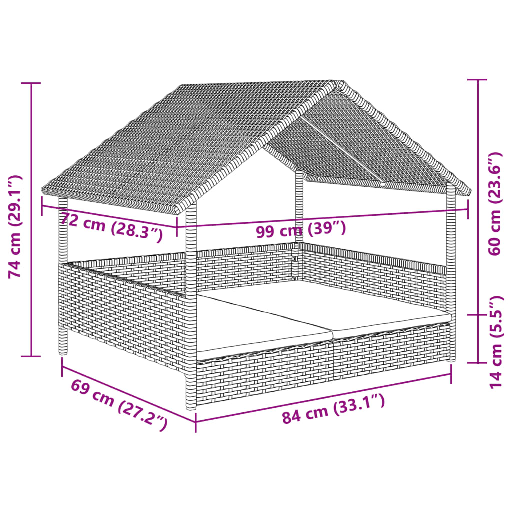 Cuccia per Cani con Cuscino in Polyrattan
