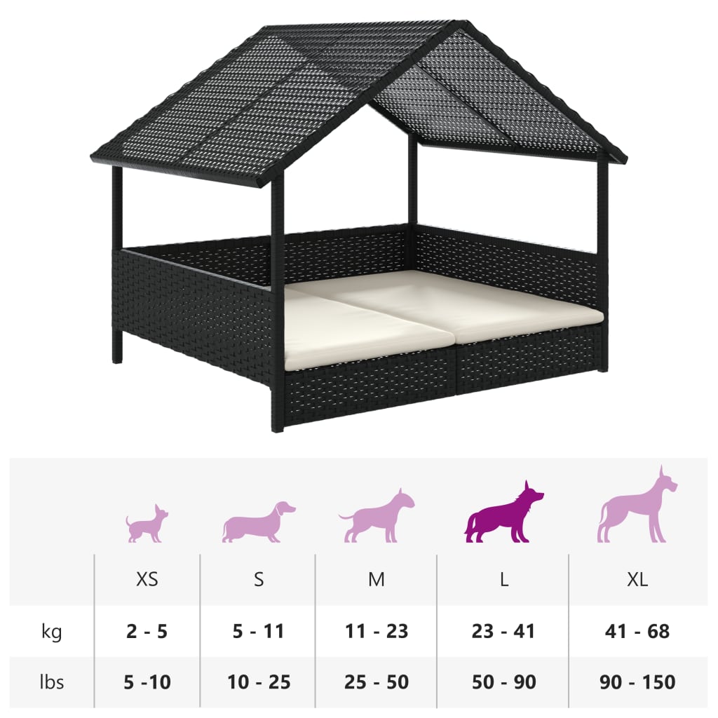 Cuccia per Cani con Cuscino in Polyrattan