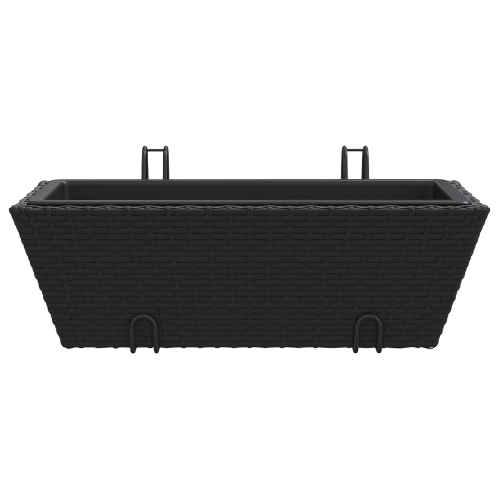 Fioriere con Ganci 2 pz Nere in Polyrattan