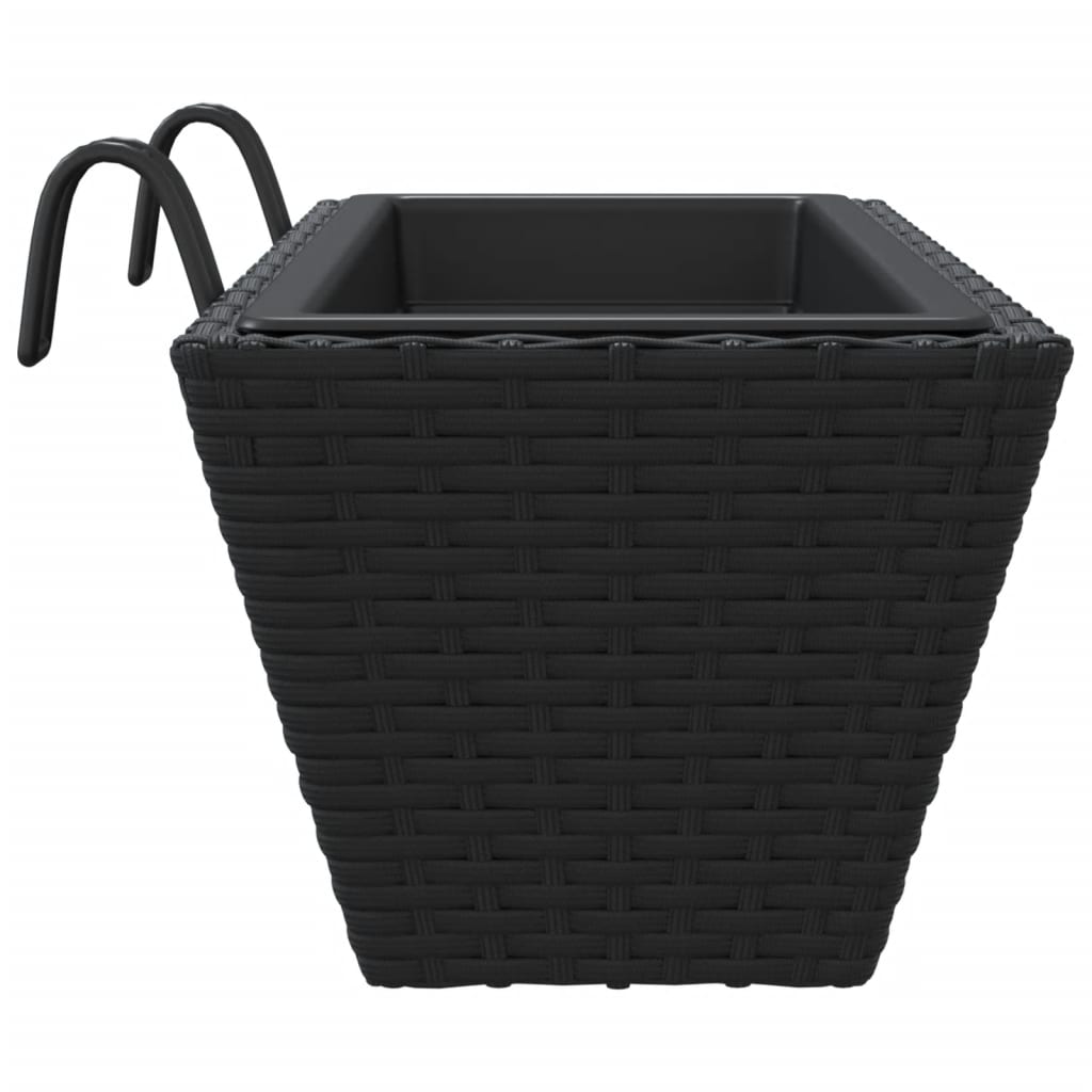 Fioriere con Ganci 2 pz Nere in Polyrattan