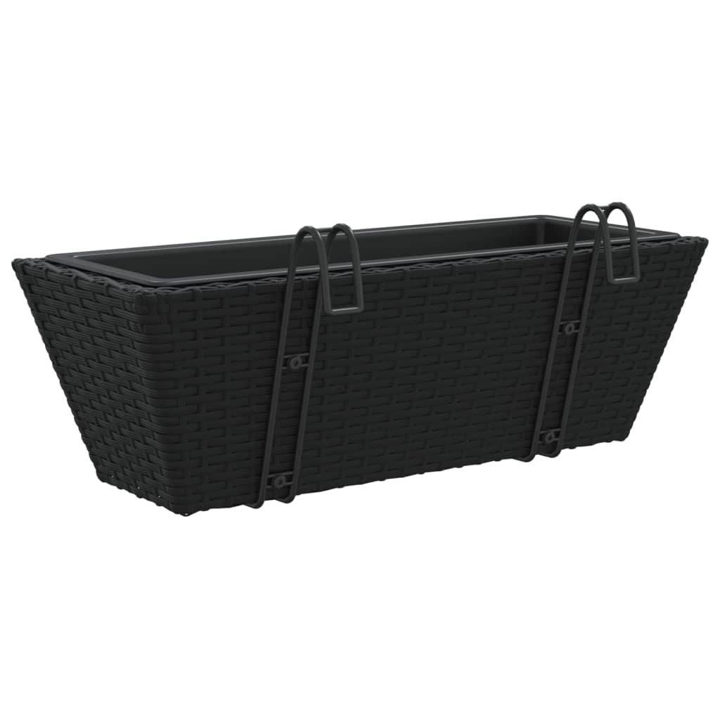 Fioriere con Ganci 2 pz Nere in Polyrattan