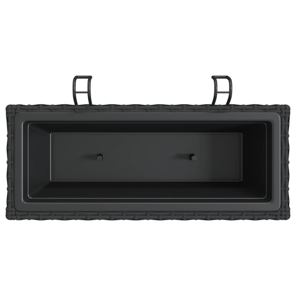 Fioriere con Ganci 2 pz Nere in Polyrattan