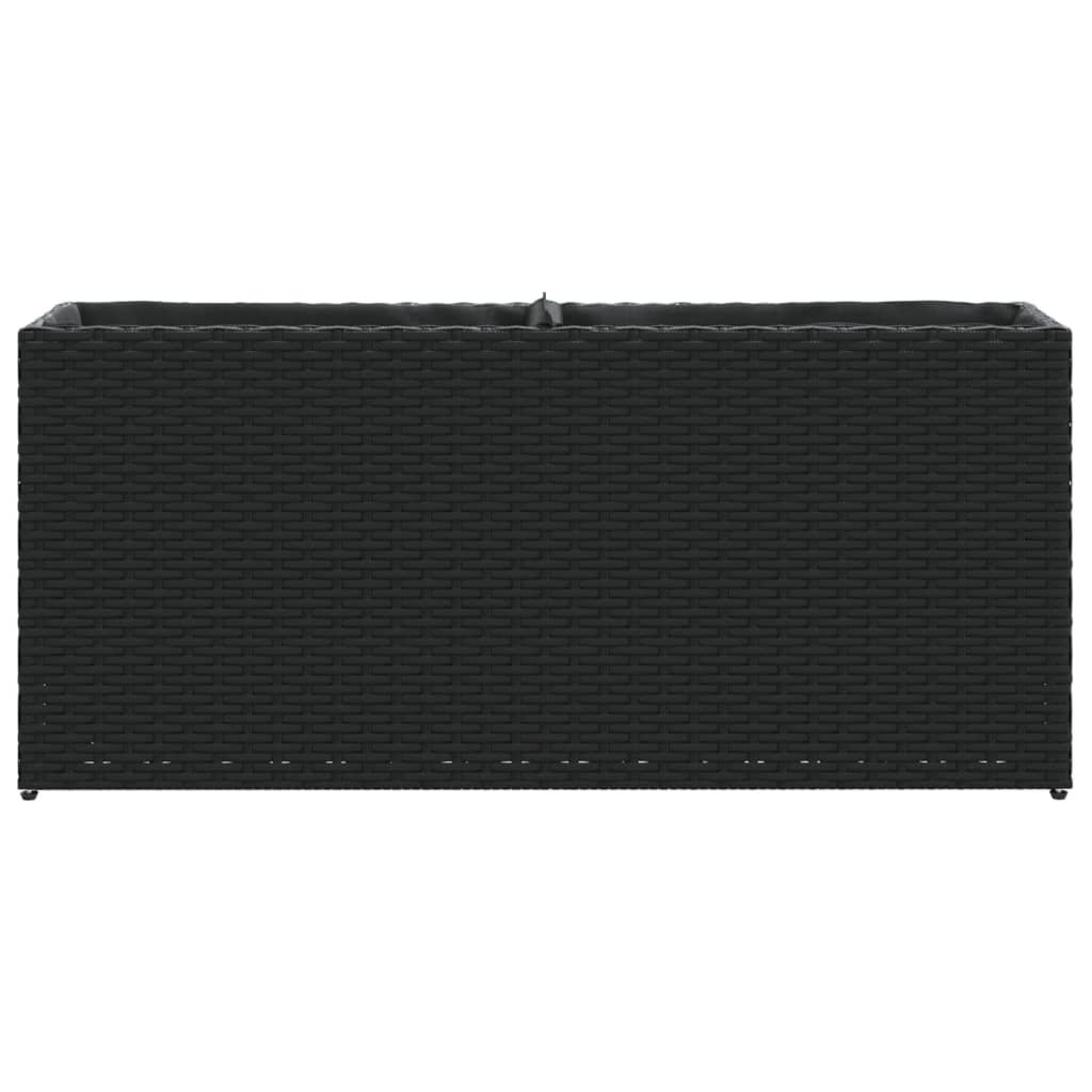 Fioriera da Giardino con 2 Vasi Nera 90x20x40 cm in Polyrattan