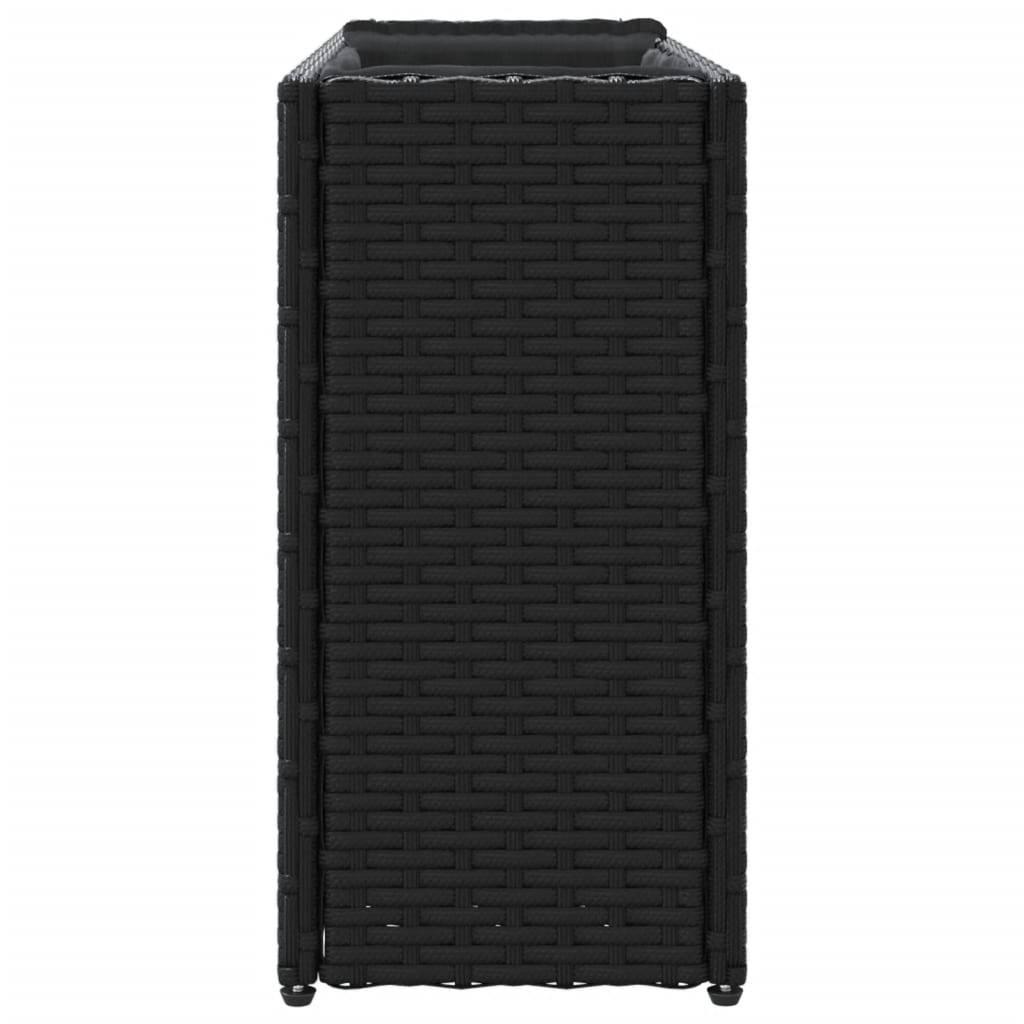 Fioriera da Giardino con 2 Vasi Nera 90x20x40 cm in Polyrattan