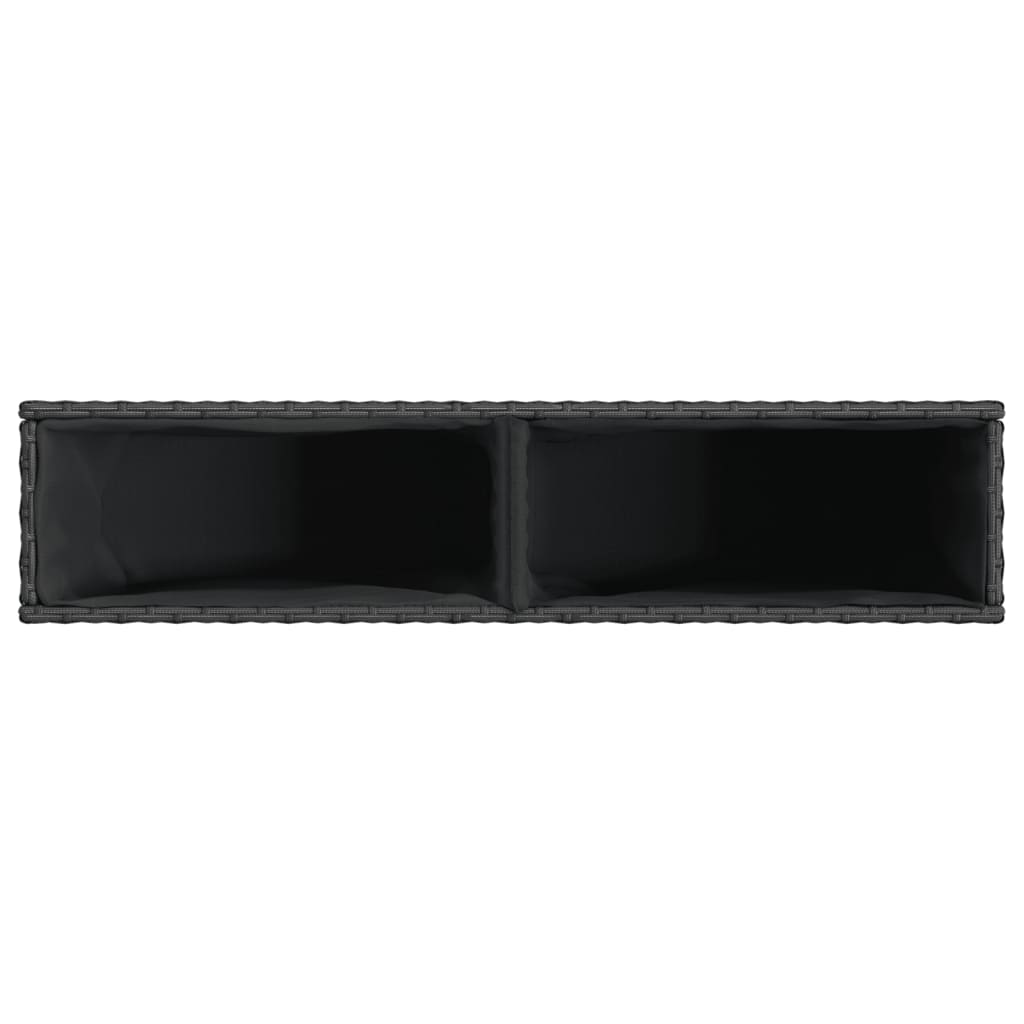 Fioriera da Giardino con 2 Vasi Nera 90x20x40 cm in Polyrattan