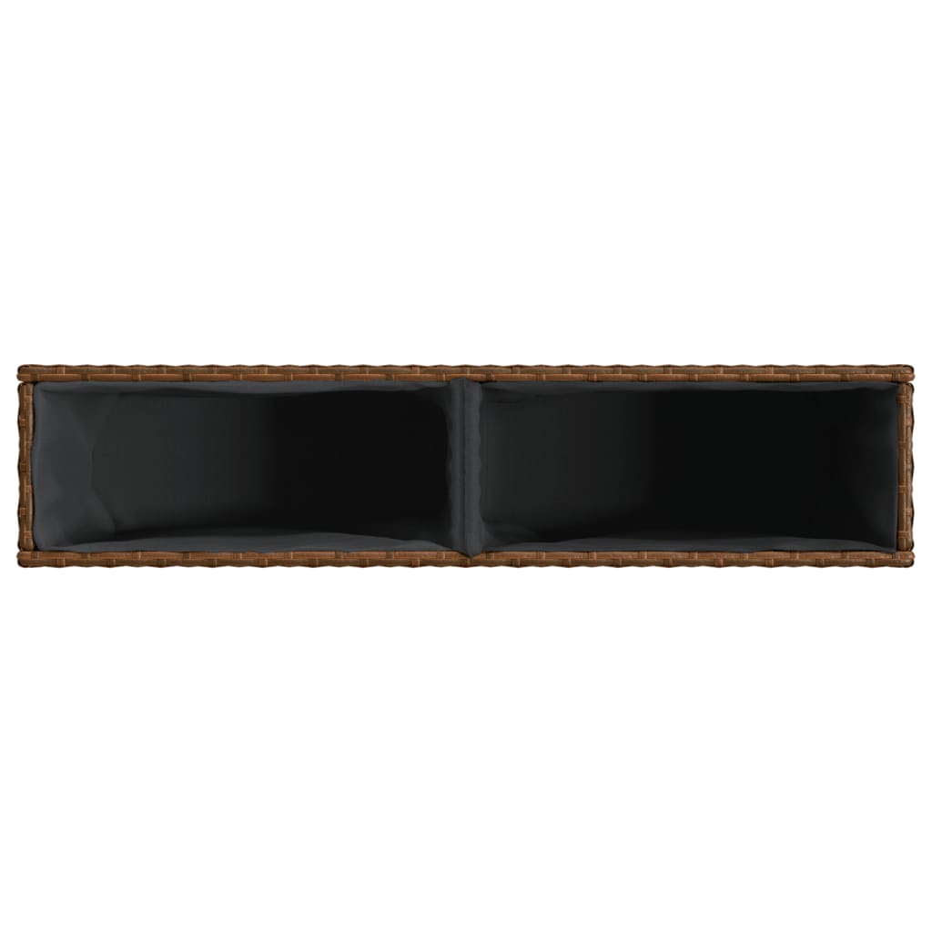 Fioriera con 2 Vasi Marrone 90x20x40 cm in Polyrattan