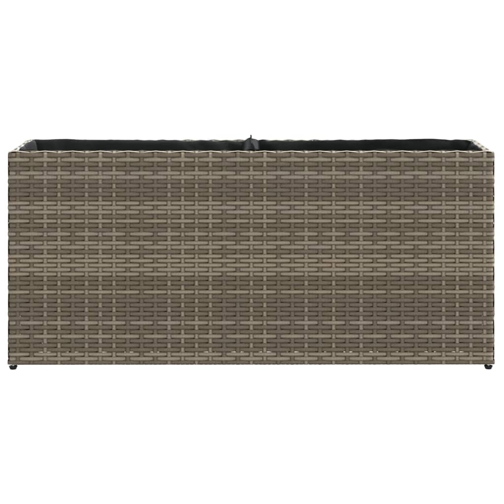 Fioriera da Giardino con 2 Vasi Grigia 90x20x40cm in Polyrattan