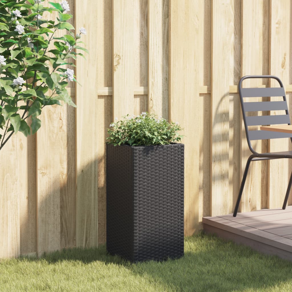 Fioriera da Giardino Nero 30x30x60 cm in Polyrattan