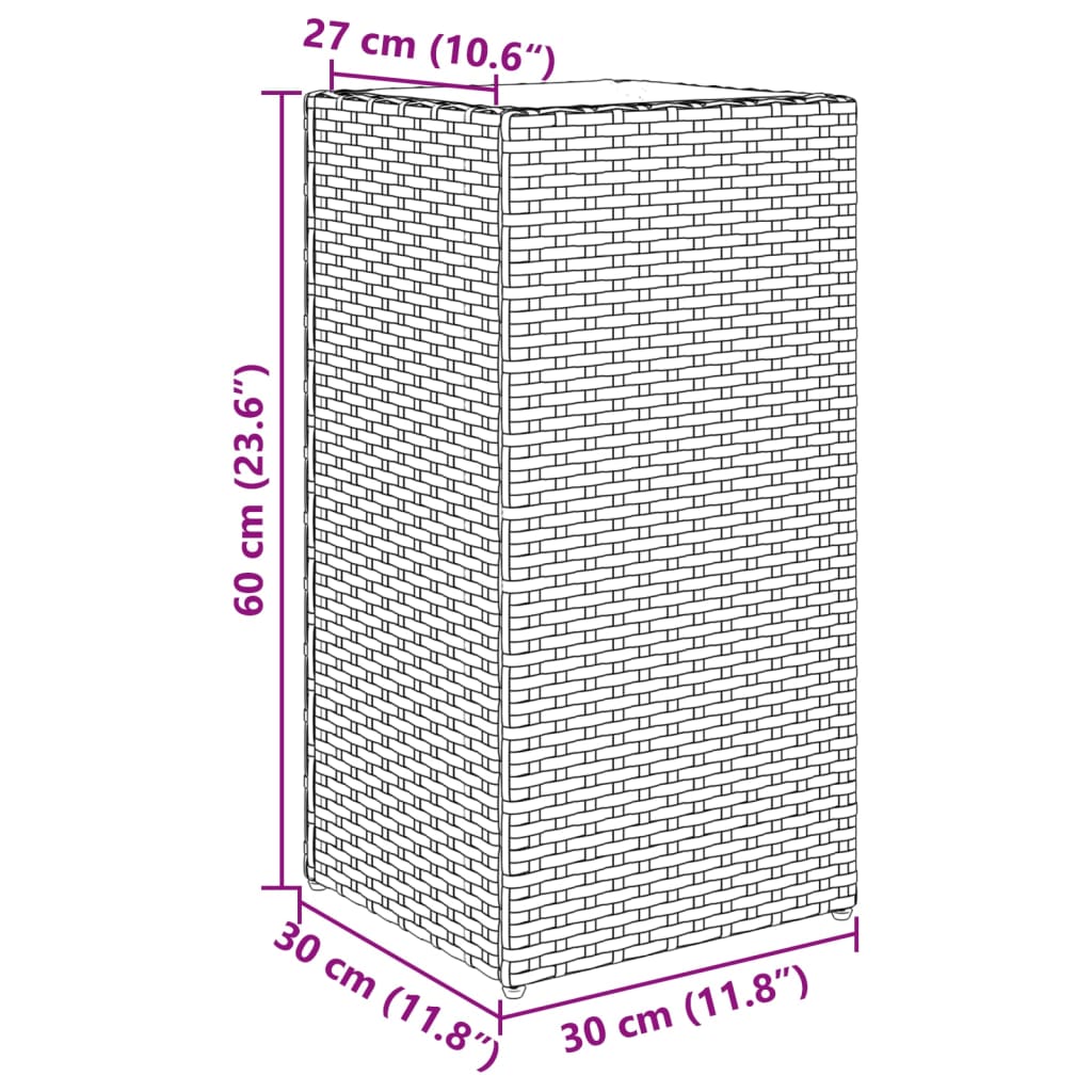 Fioriera da Giardino Marrone 30x30x60 cm in Polyrattan