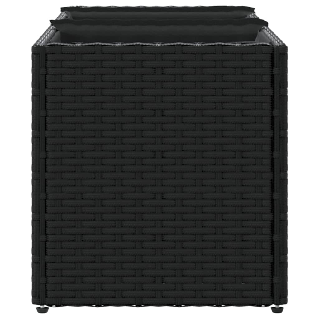 Fioriera da Giardino con 3 Vasi Nera 105x30x32 cm in Polyrattan