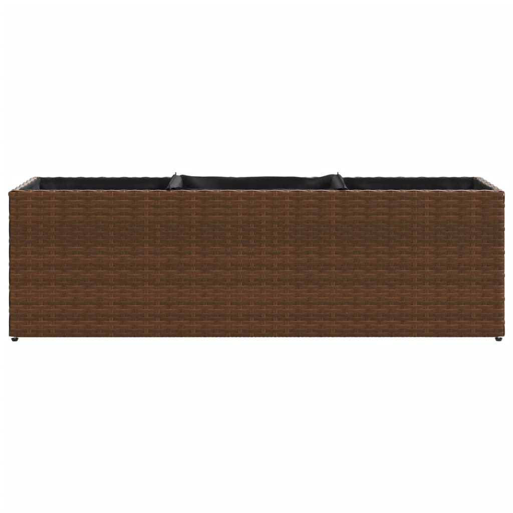 Fioriera da Giardino con 3 Vasi Marrone 105x30x32 cm Polyrattan